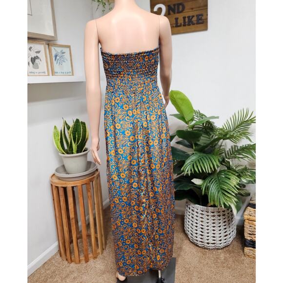 RAGA Bohemian Strapless Maxi Dress Size XS Orange and blue - Picture 6 of 9